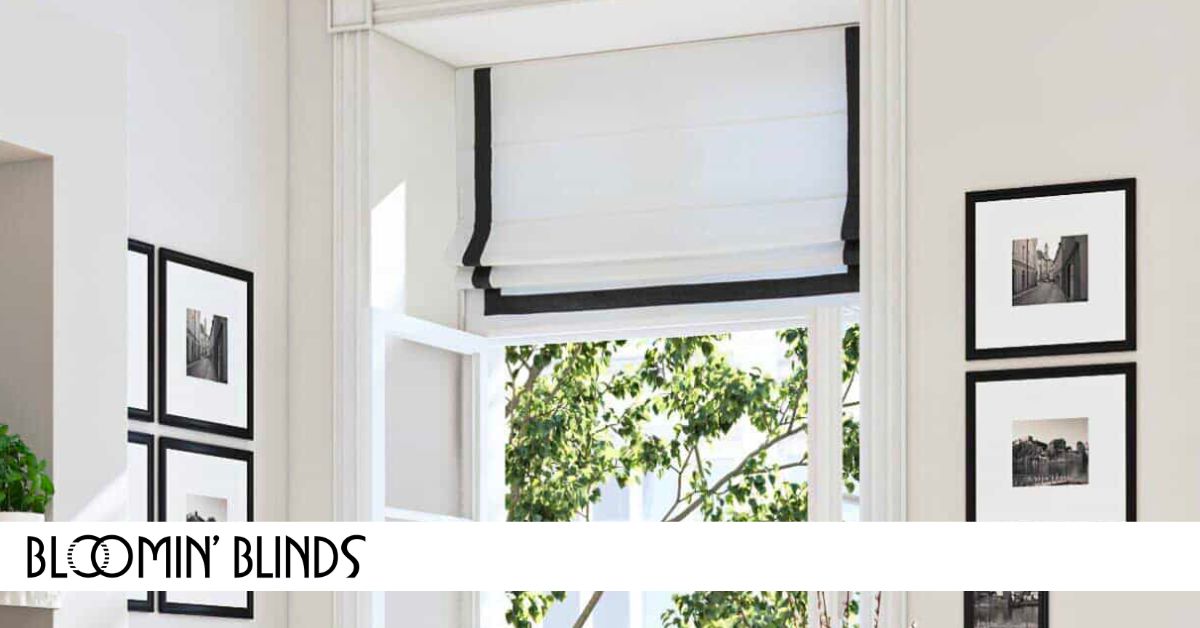 roman shades over window