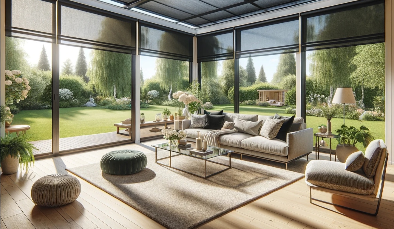 sunroom with solar shades