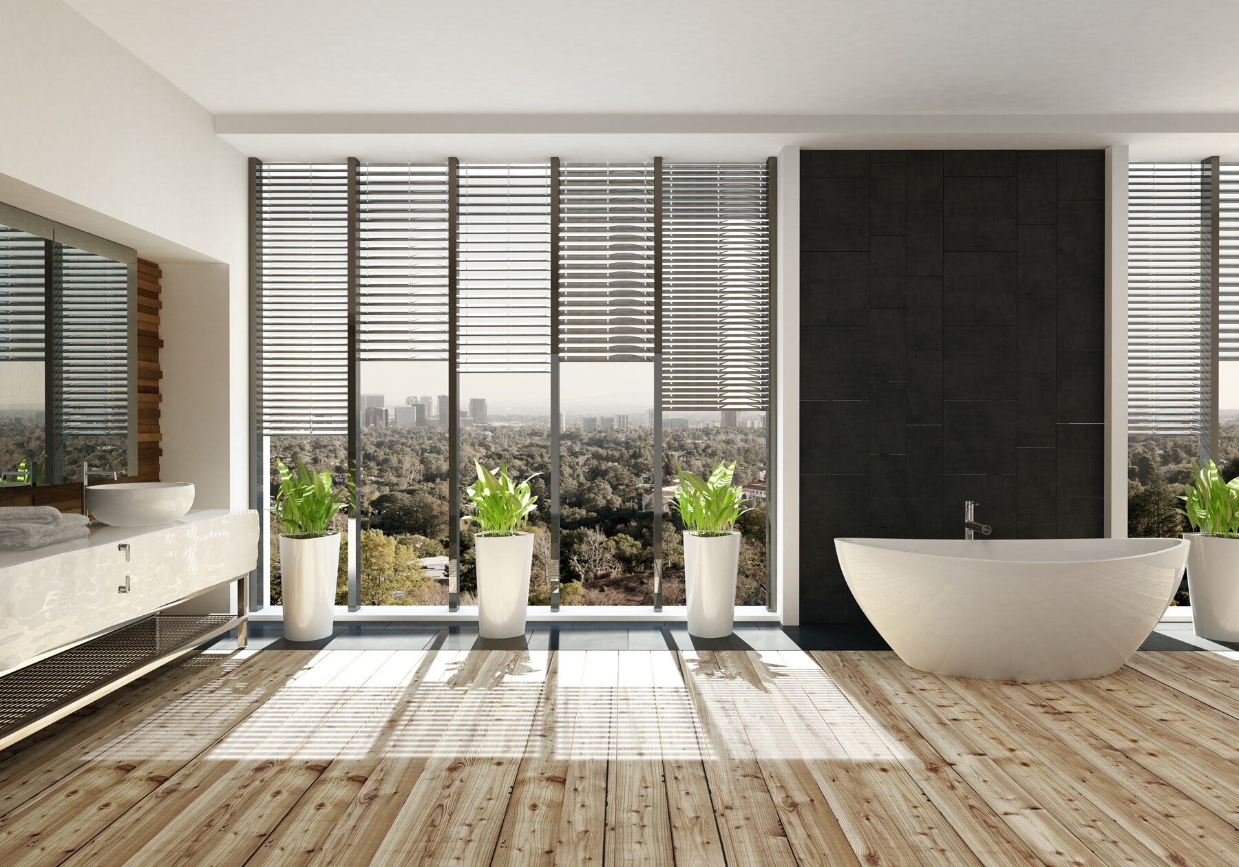 bathroom with vinyl window blinds